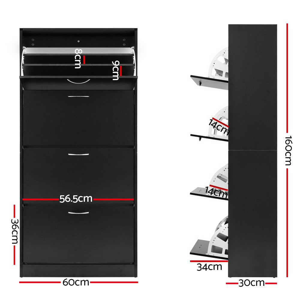 Artiss Shoe Rack Cabinet 60 Pairs 4 Doors - Black-1