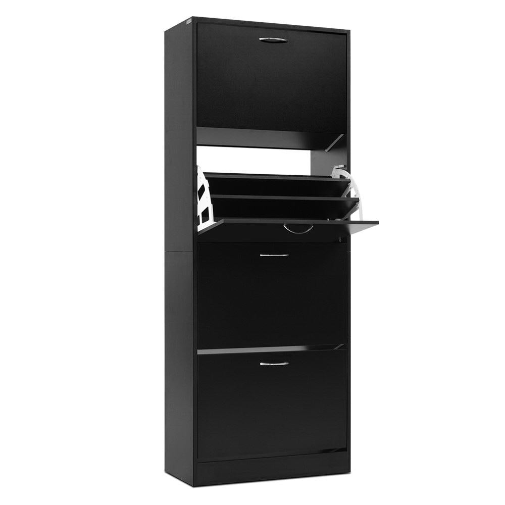 Artiss Shoe Rack Cabinet 60 Pairs 4 Doors - Black-6