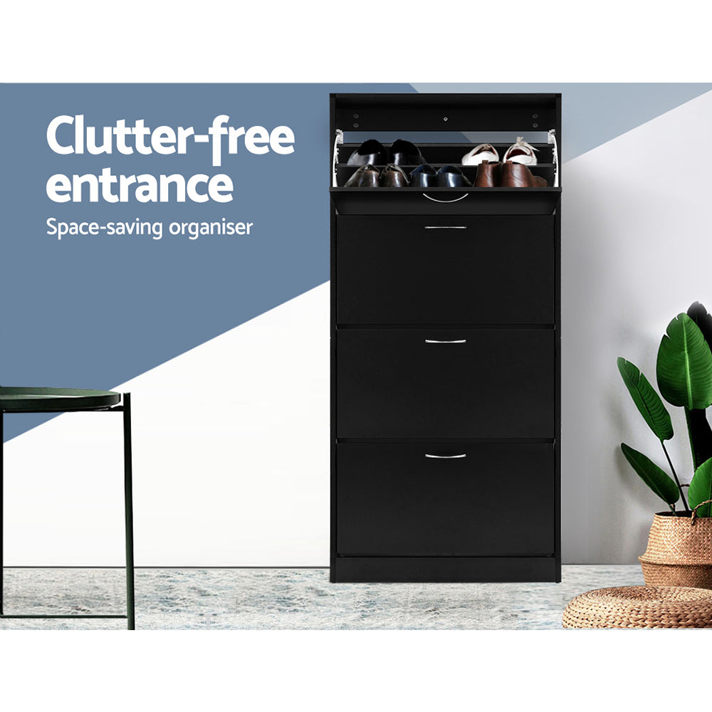 Artiss Shoe Rack Cabinet 60 Pairs 4 Doors - Black-2