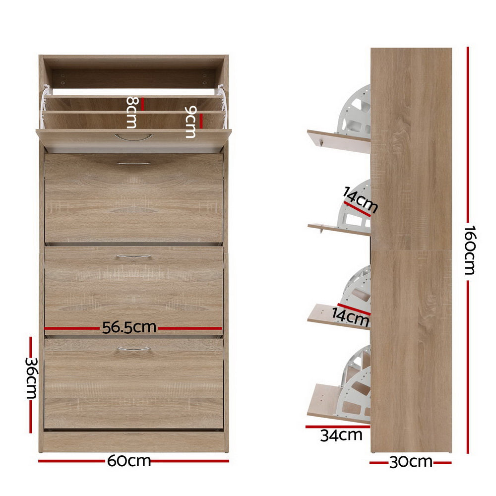 Artiss Shoe Rack Cabinet 60 Pairs 4 Doors - Wood-1