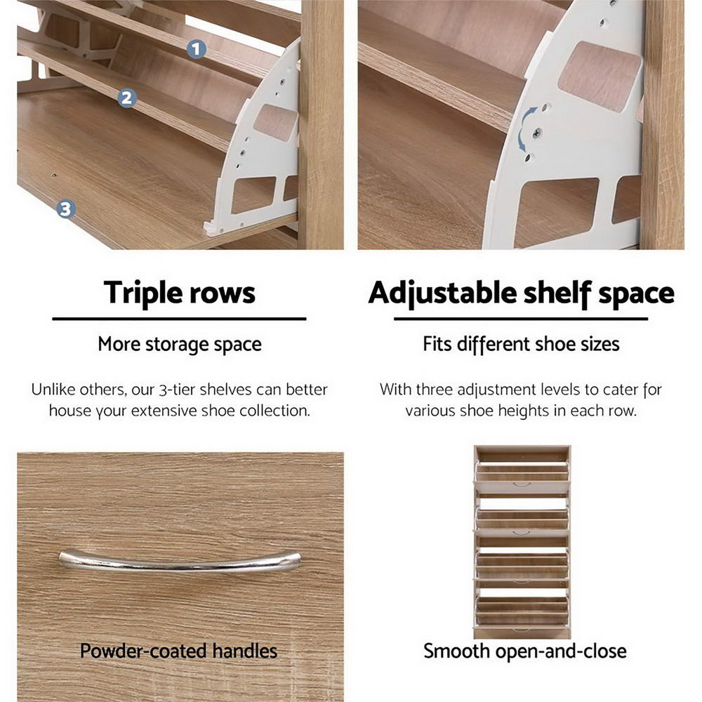 Artiss Shoe Rack Cabinet 60 Pairs 4 Doors - Wood-5