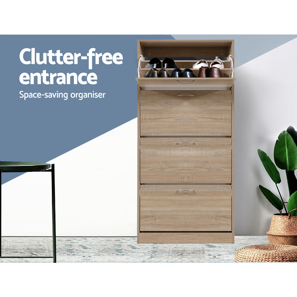 Artiss Shoe Rack Cabinet 60 Pairs 4 Doors - Wood-4