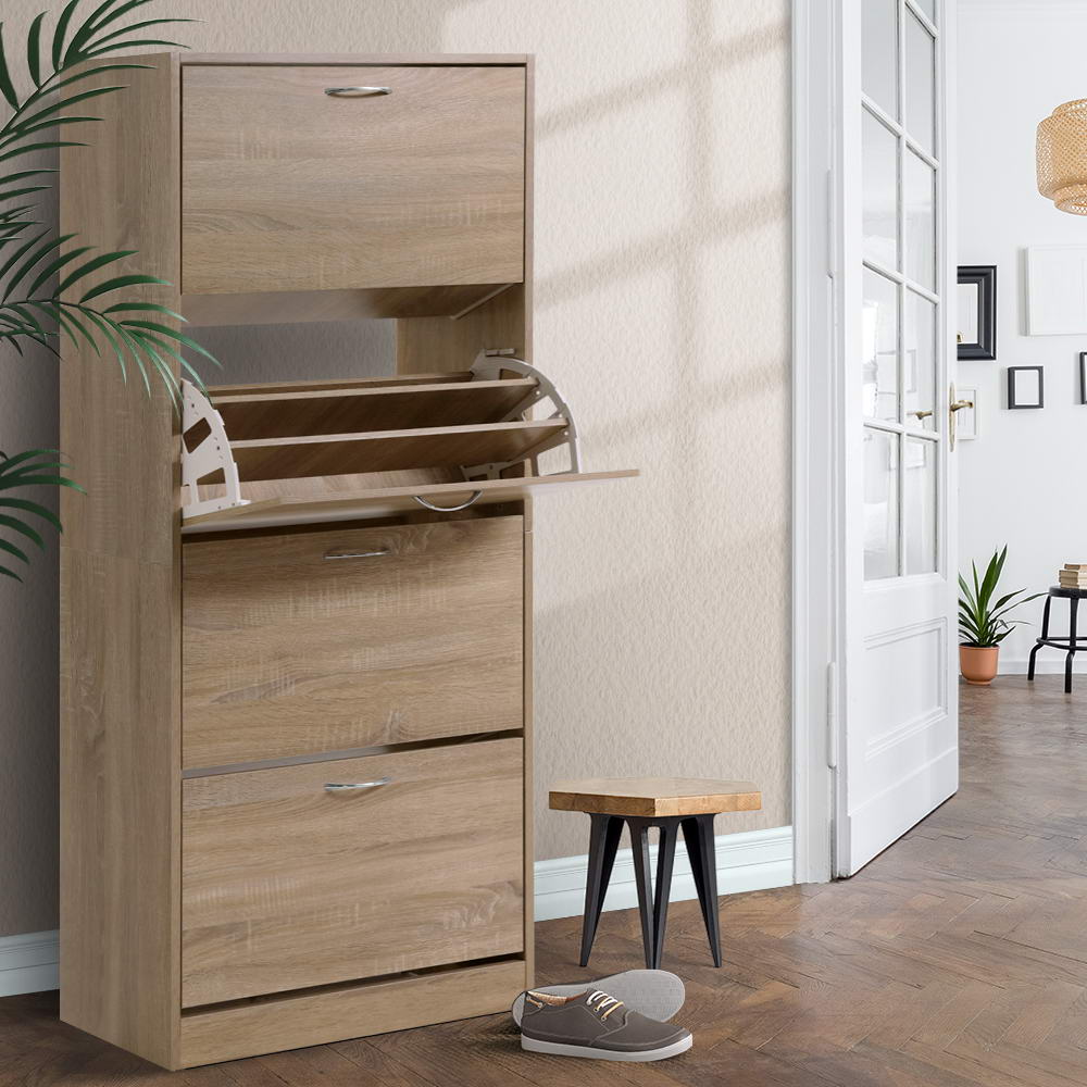 Artiss Shoe Rack Cabinet 60 Pairs 4 Doors - Wood-0