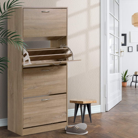 Artiss Shoe Rack Cabinet 60 Pairs 4 Doors - Wood-0