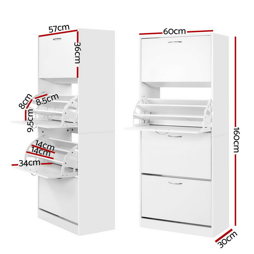 Artiss Shoe Rack Cabinet 60 Pairs 4 Doors - White-1