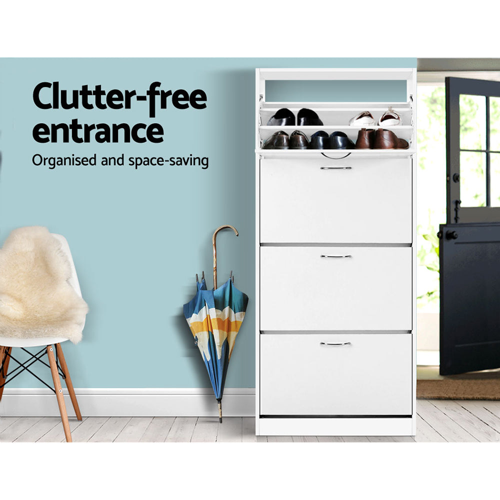 Artiss Shoe Rack Cabinet 60 Pairs 4 Doors - White-4