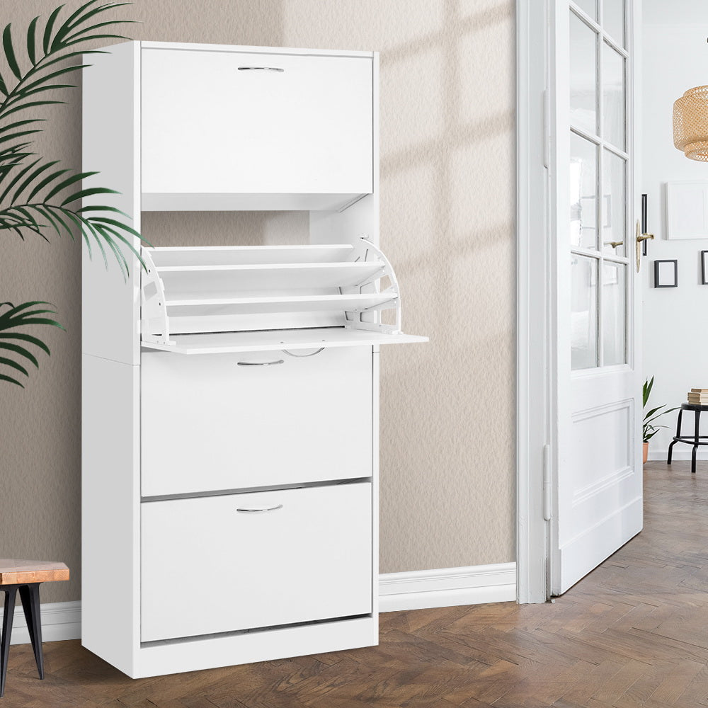 Artiss Shoe Rack Cabinet 60 Pairs 4 Doors - White-0