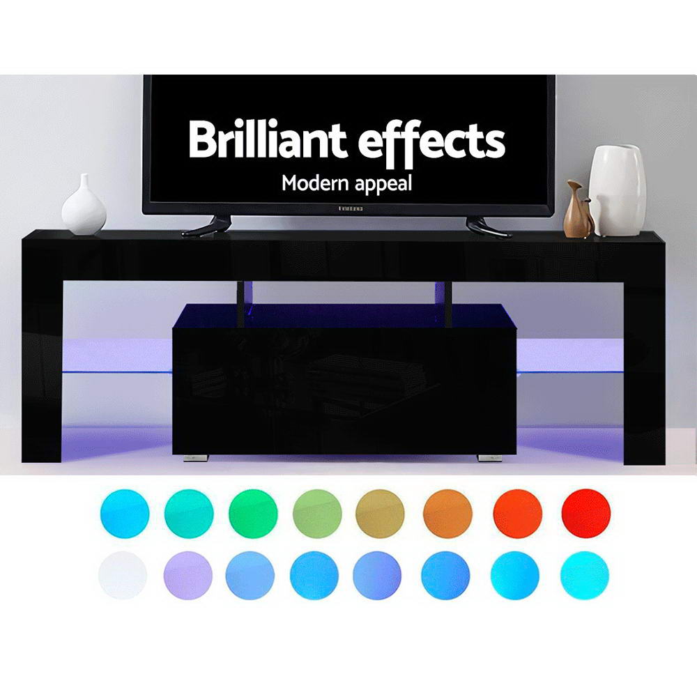 Artiss Entertainment Unit TV Cabinet LED 130cm Black Elo-3