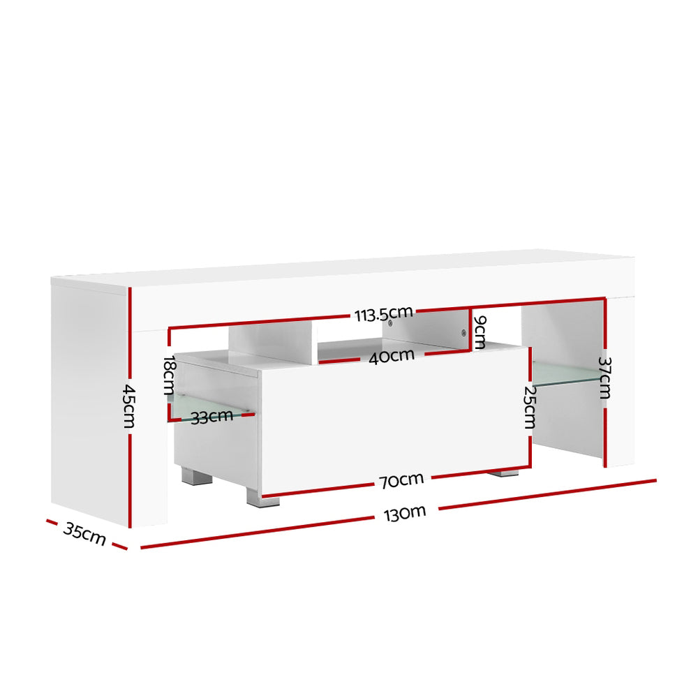 Artiss Entertainment Unit TV Cabinet LED 130cm White Elo-1