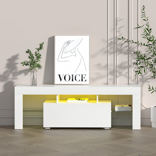 Artiss Entertainment Unit TV Cabinet LED 130cm White Elo-0