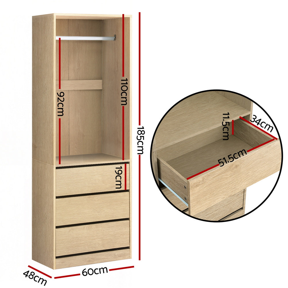 Artiss Wardrobe Clothes Closet Storage Organizer Pine-2