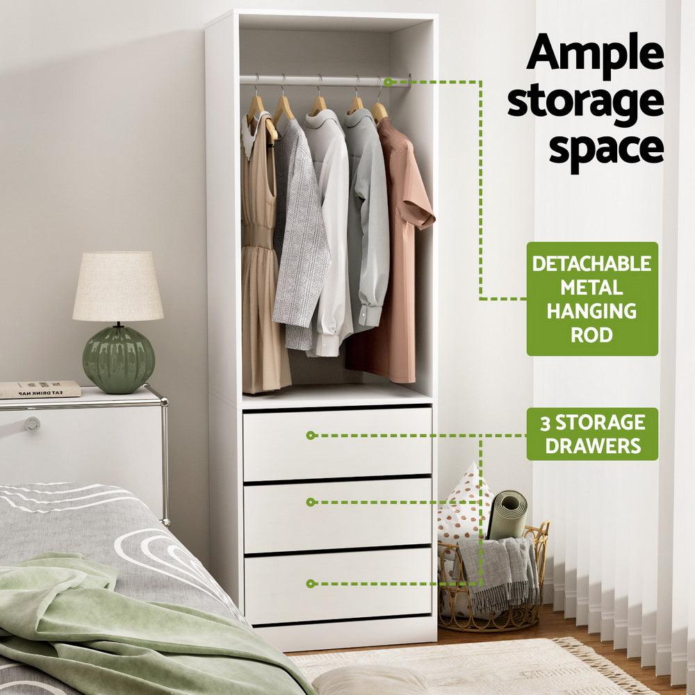 Artiss Wardrobe Clothes Closet Storage Organizer White-4
