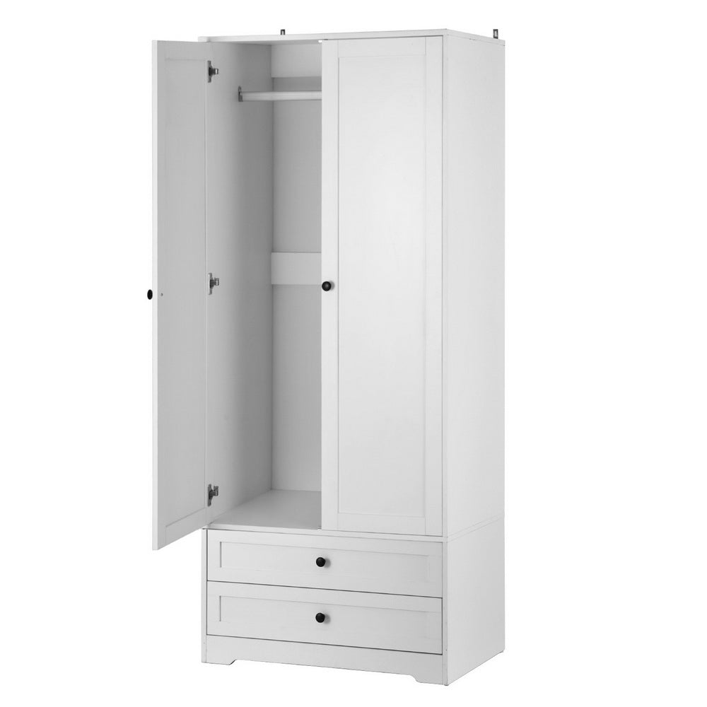Artiss Wardrobe Clothes Closet Storage Organizer with 2 Doors White-0