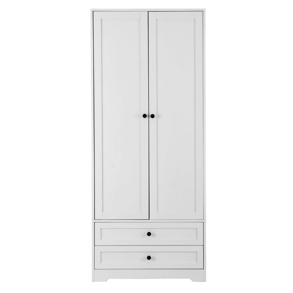 Artiss Wardrobe Clothes Closet Storage Organizer with 2 Doors White-2