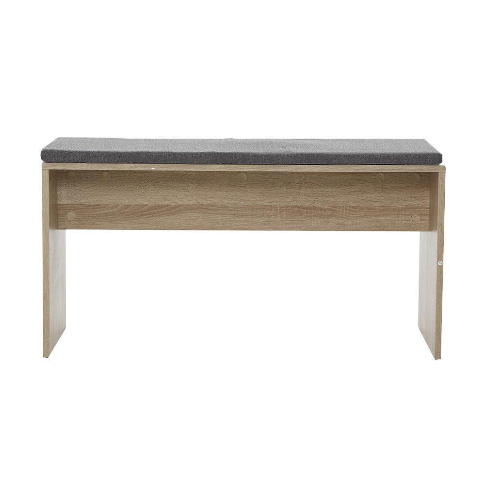 Artiss Dining Bench Upholstery Seat Wooden Chair Oak 90cm-2