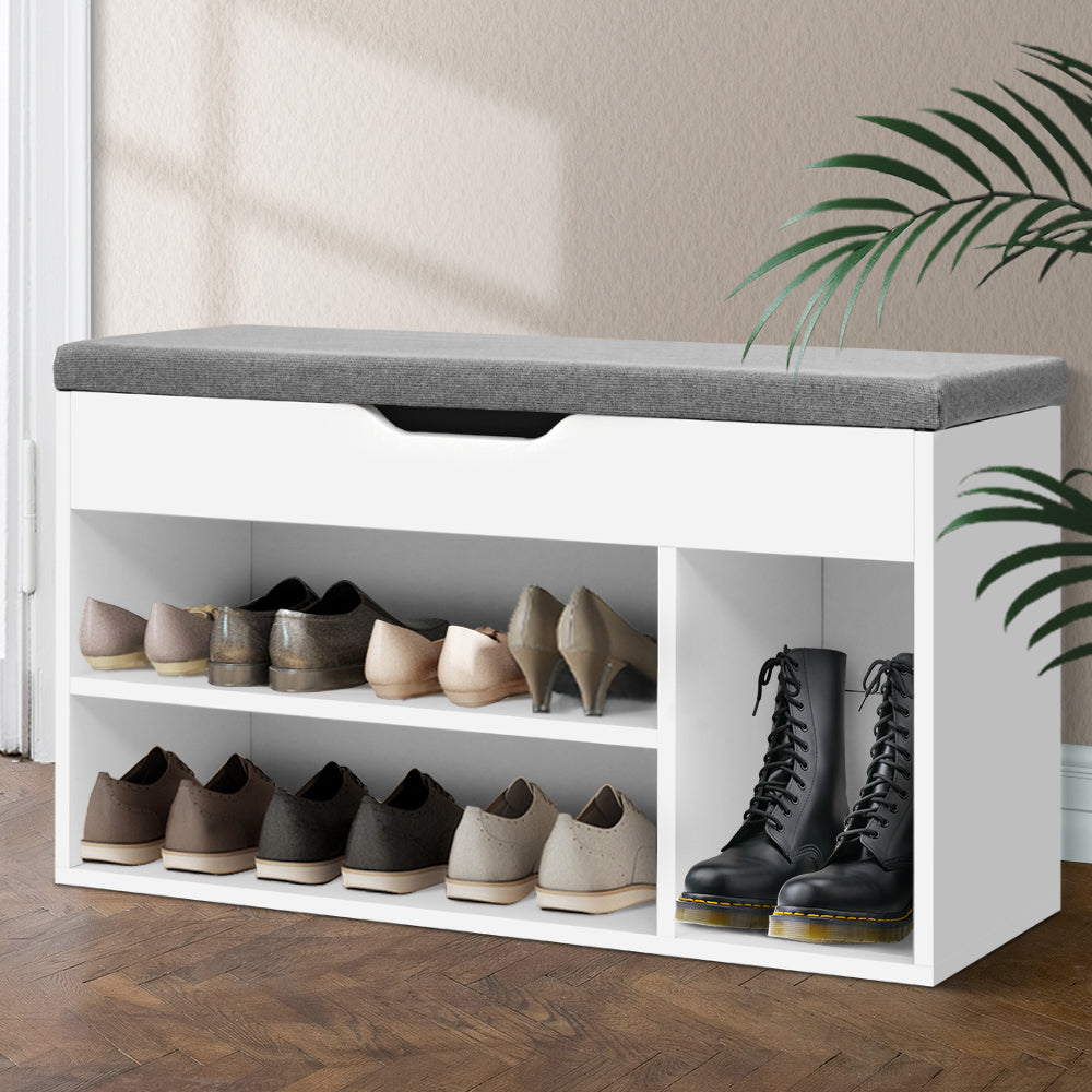 Artiss Shoe Rack Bench Shoe Cabinet White Allen-6