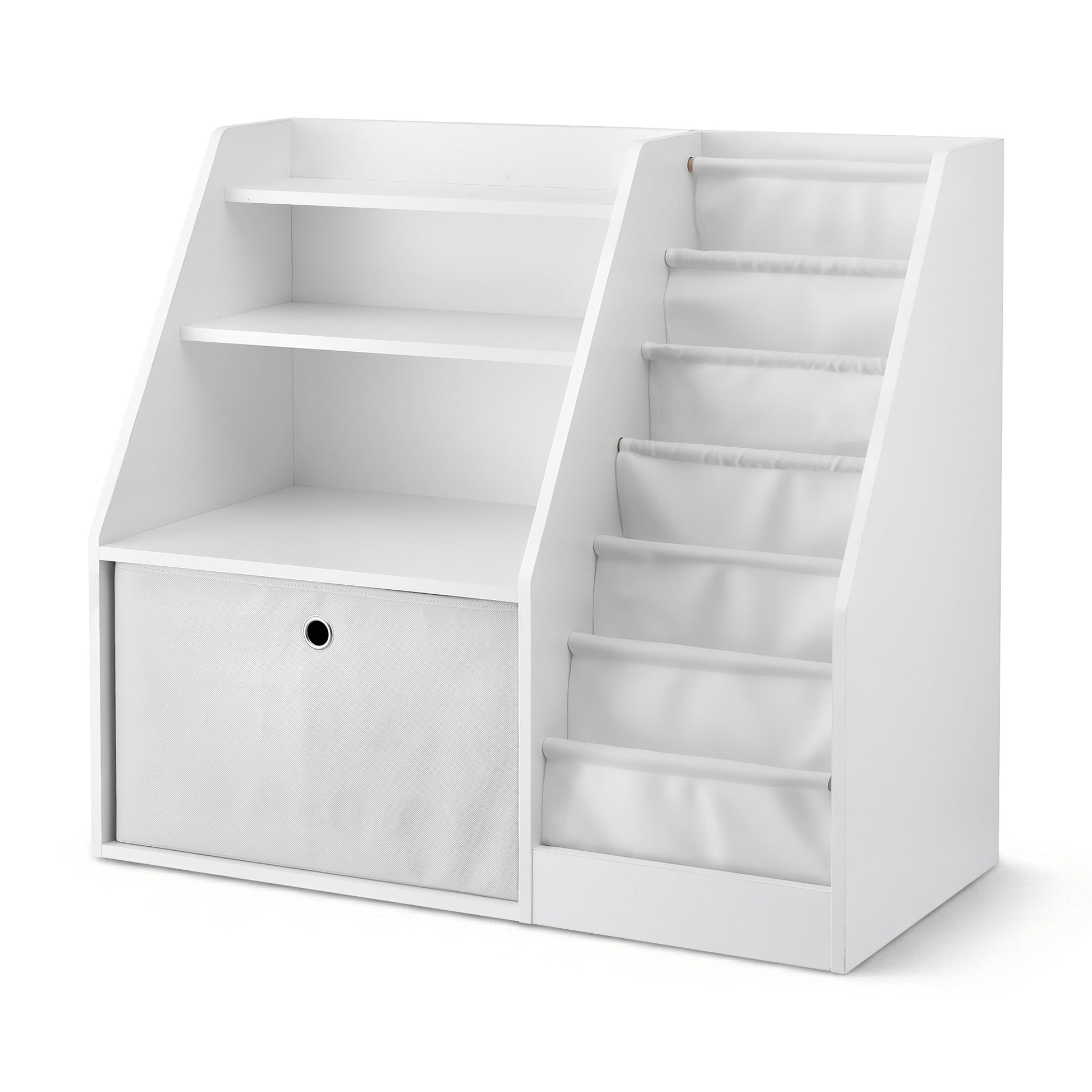 Keezi Kids Bookshelf Children Bookcase Organizer Storage Rack Display Drawer White-0