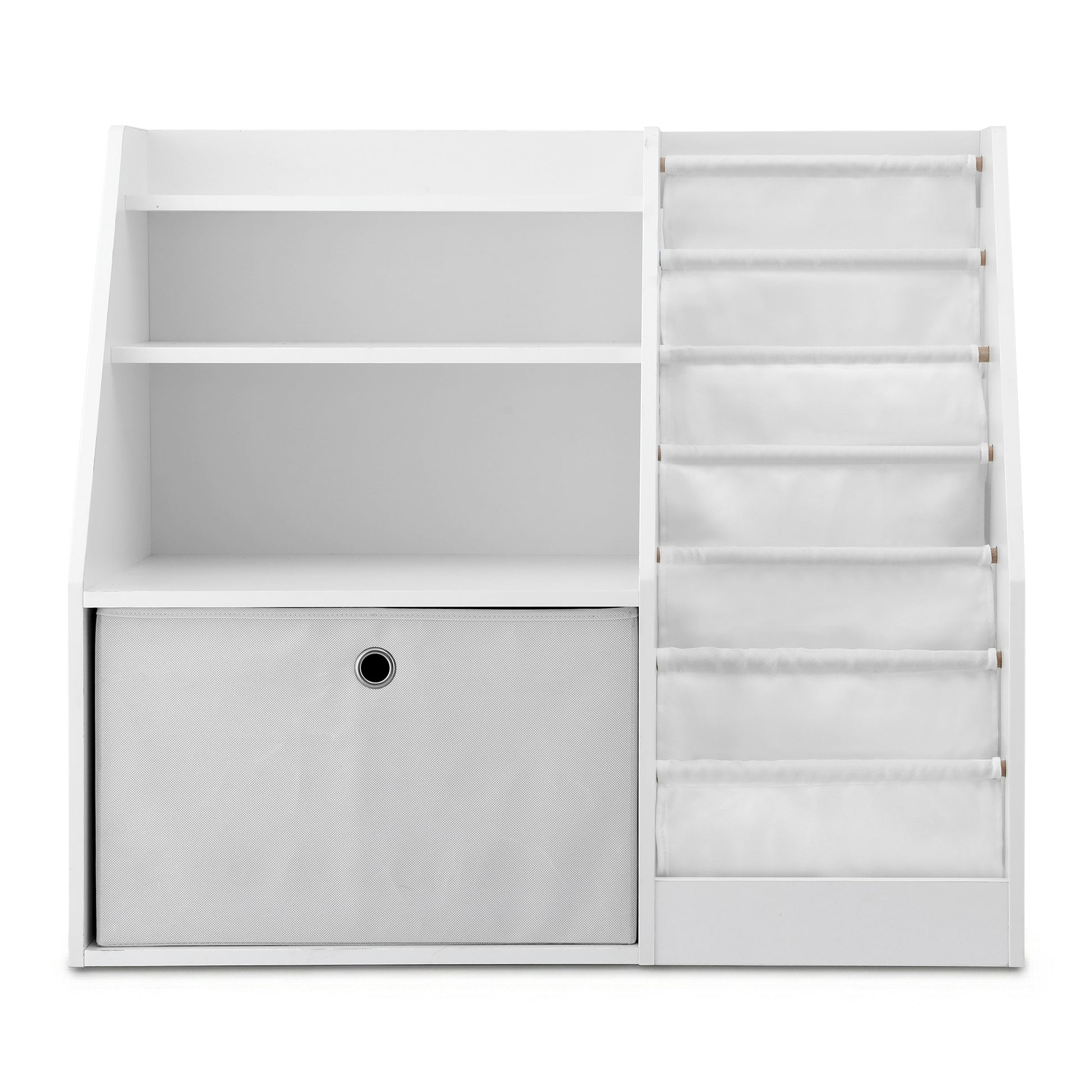 Keezi Kids Bookshelf Children Bookcase Organizer Storage Rack Display Drawer White-3