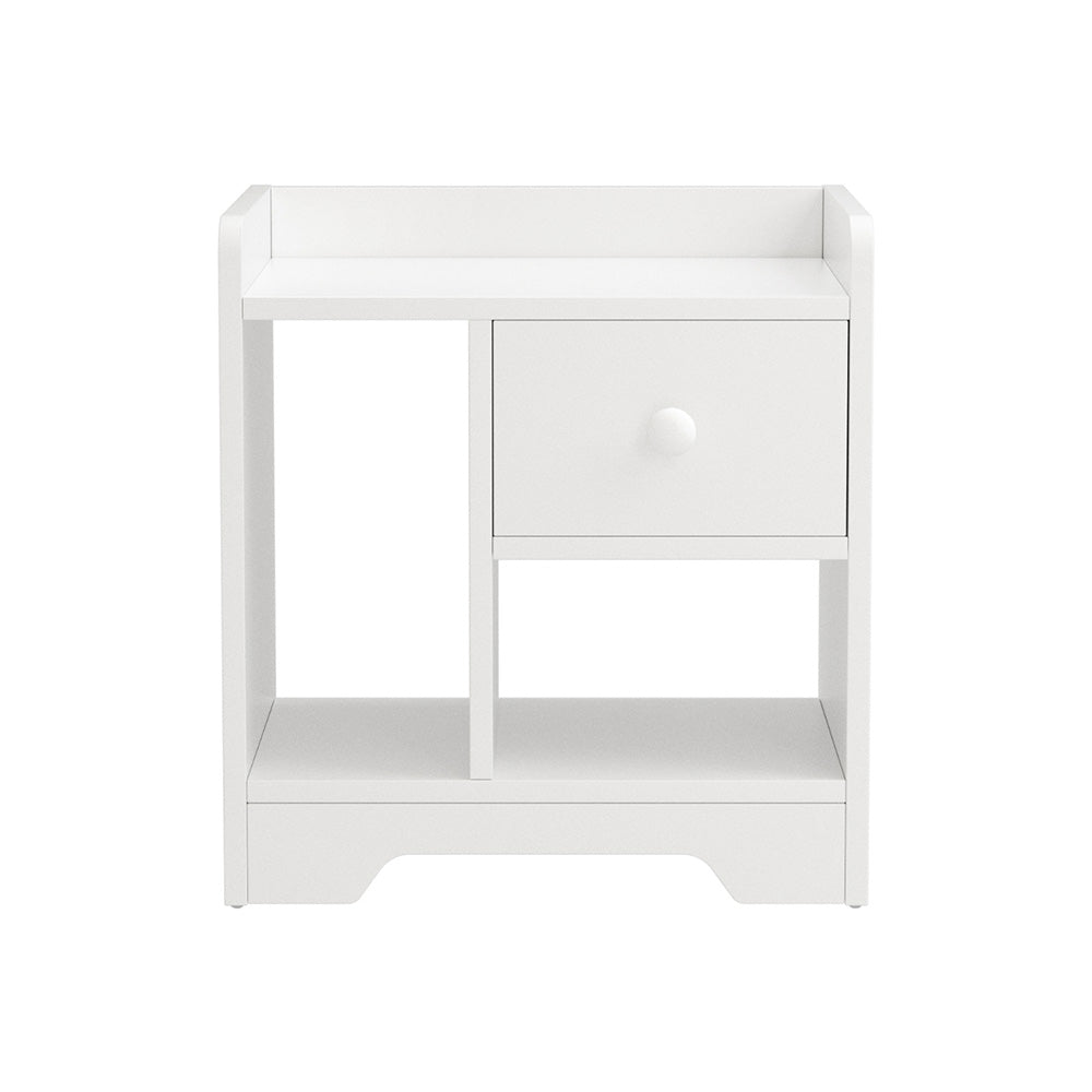 Artiss Bedside Table Drawer Nightstand Side End Table Storage Open Shelf White-2