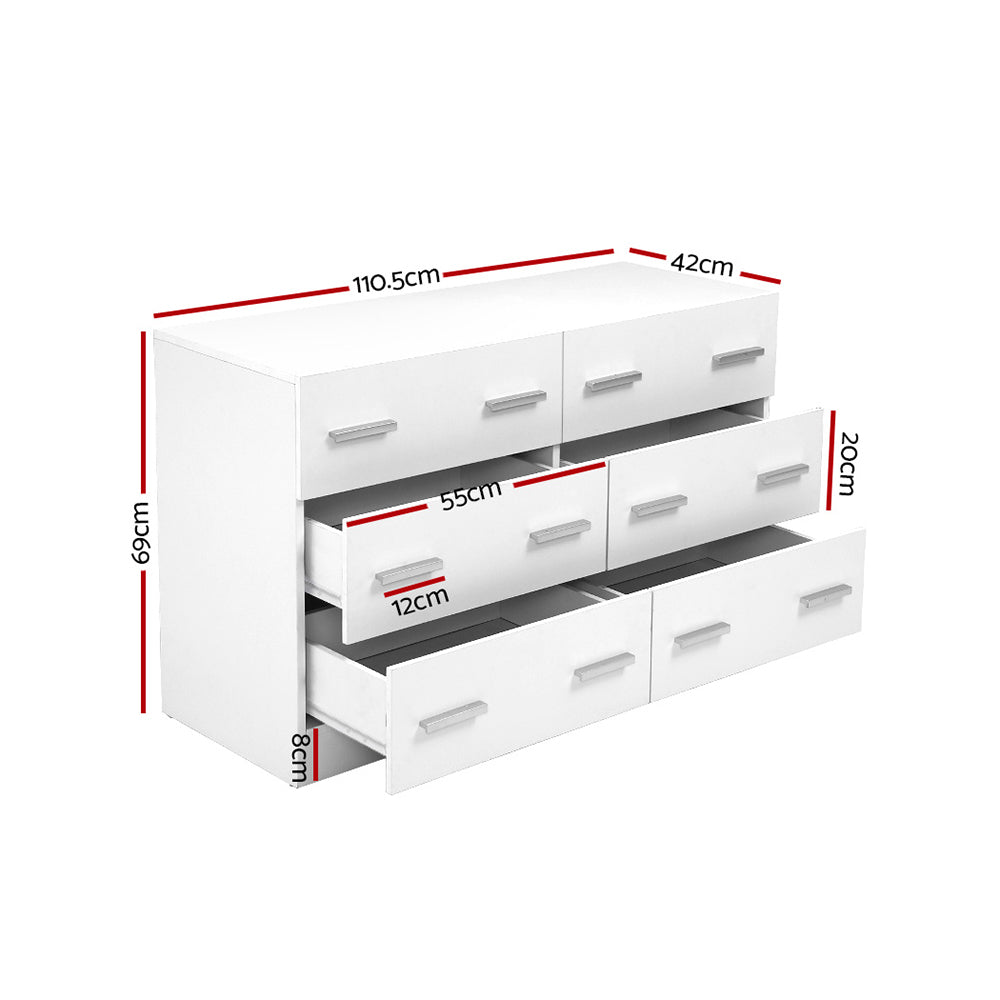 Artiss 6 Chest of Drawers - VEDA White-1