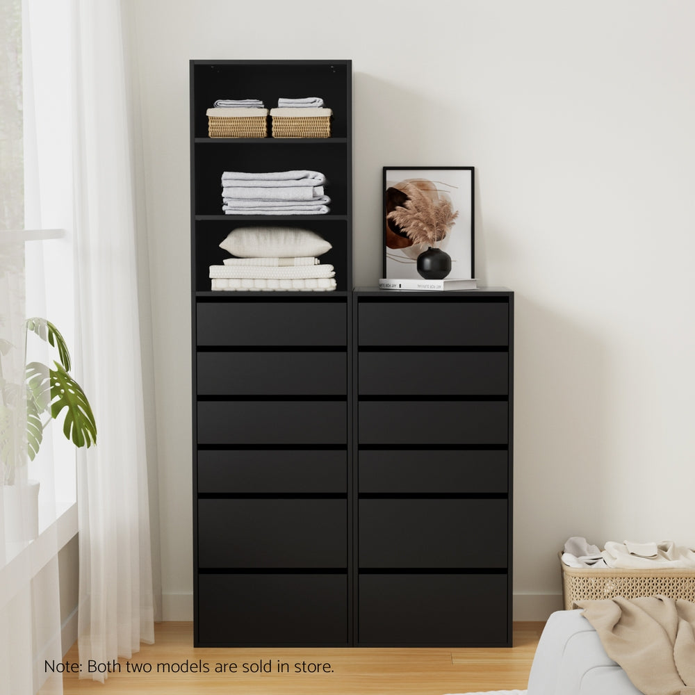 Artiss 6 Chest of Drawers Dresser Tallboy Black-6
