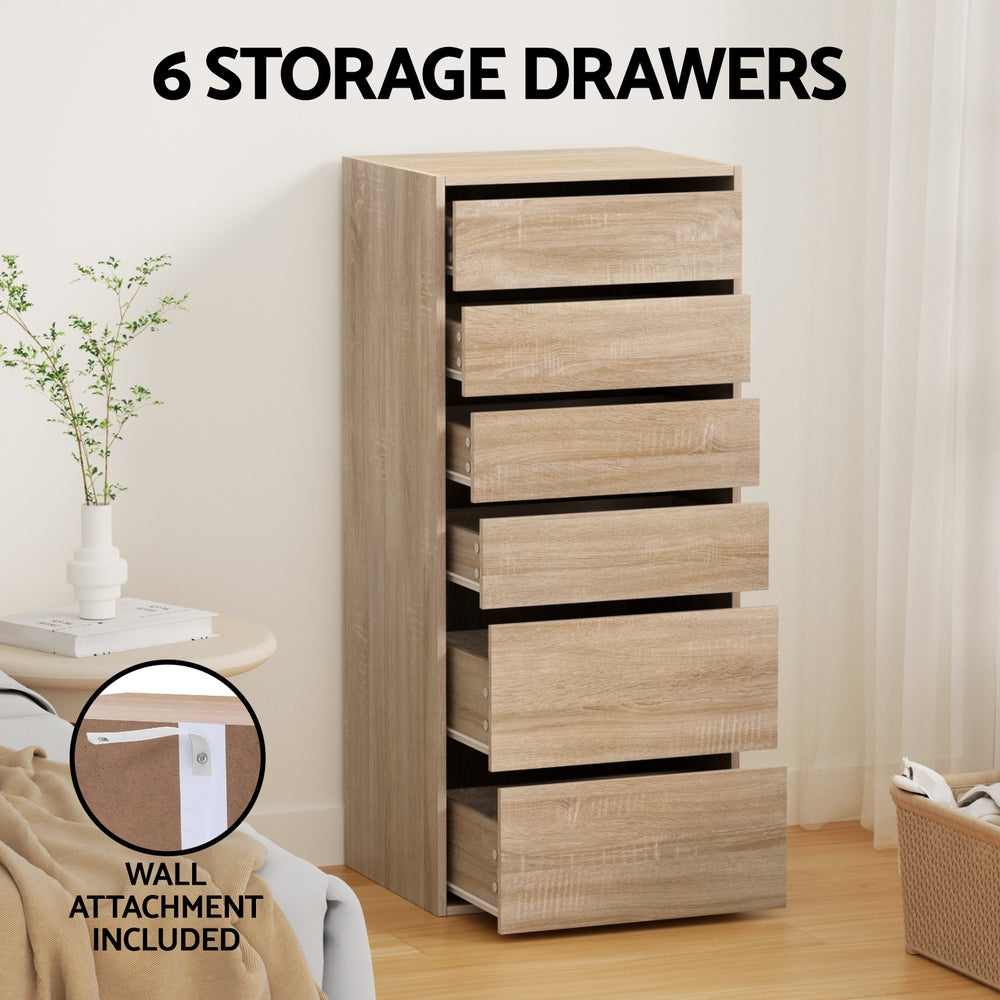 Artiss 6 Chest of Drawers Dresser Tallboy Pine-4