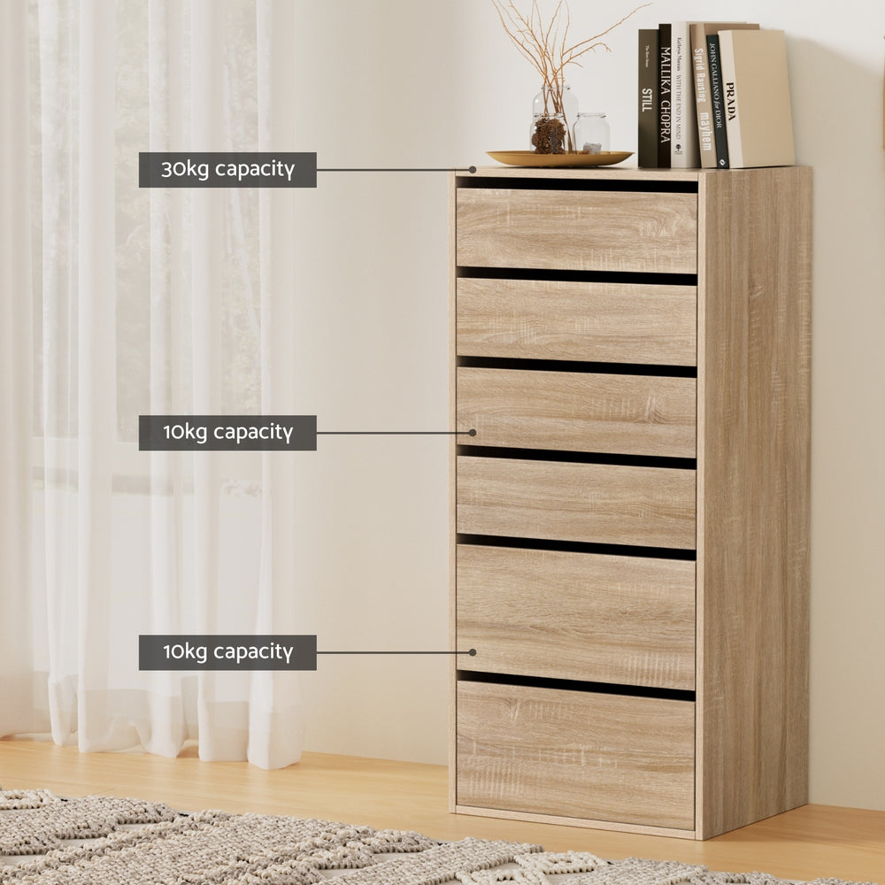 Artiss 6 Chest of Drawers Dresser Tallboy Pine-5