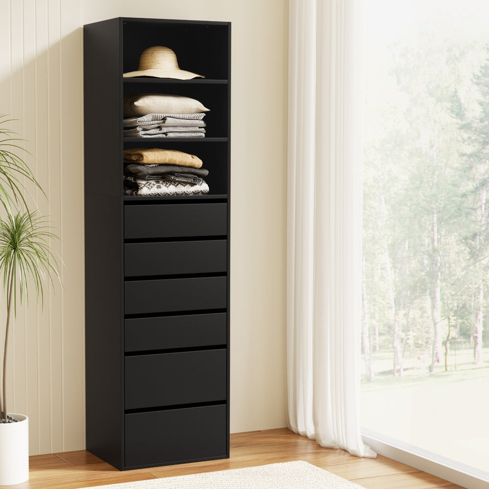 Artiss 6 Chest of Drawers Tallboy Cabinet Black-7