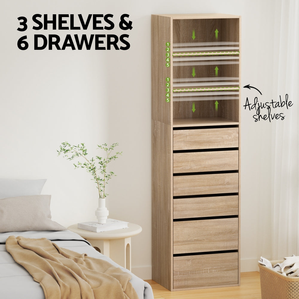 Artiss 6 Chest of Drawers Tallboy Cabinet Pine-4