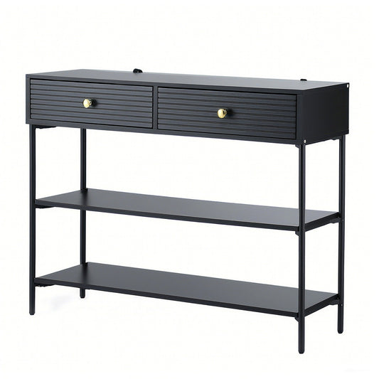 Artiss Console Table 3-Tier Black-0