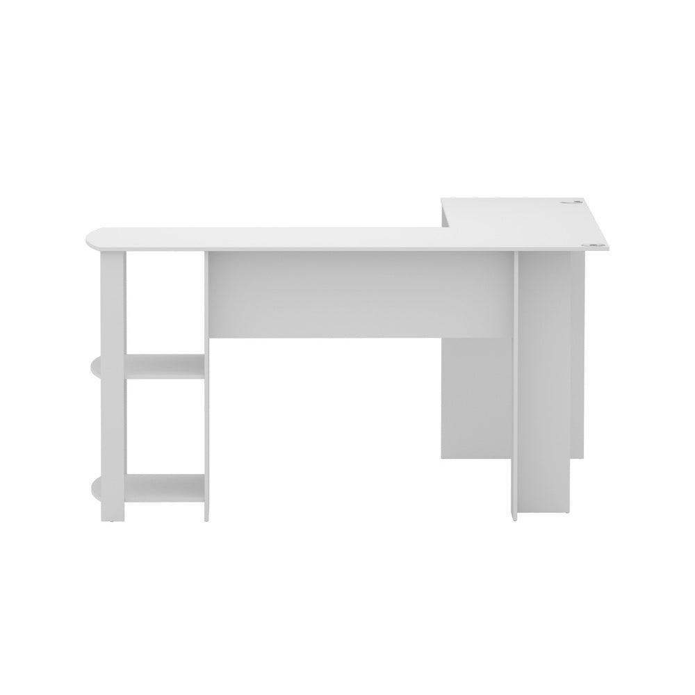 Artiss Computer Desk Shelf L-Shape White 136CM-2