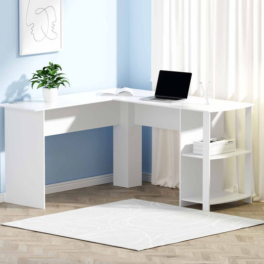 Artiss Computer Desk Shelf L-Shape White 136CM-0