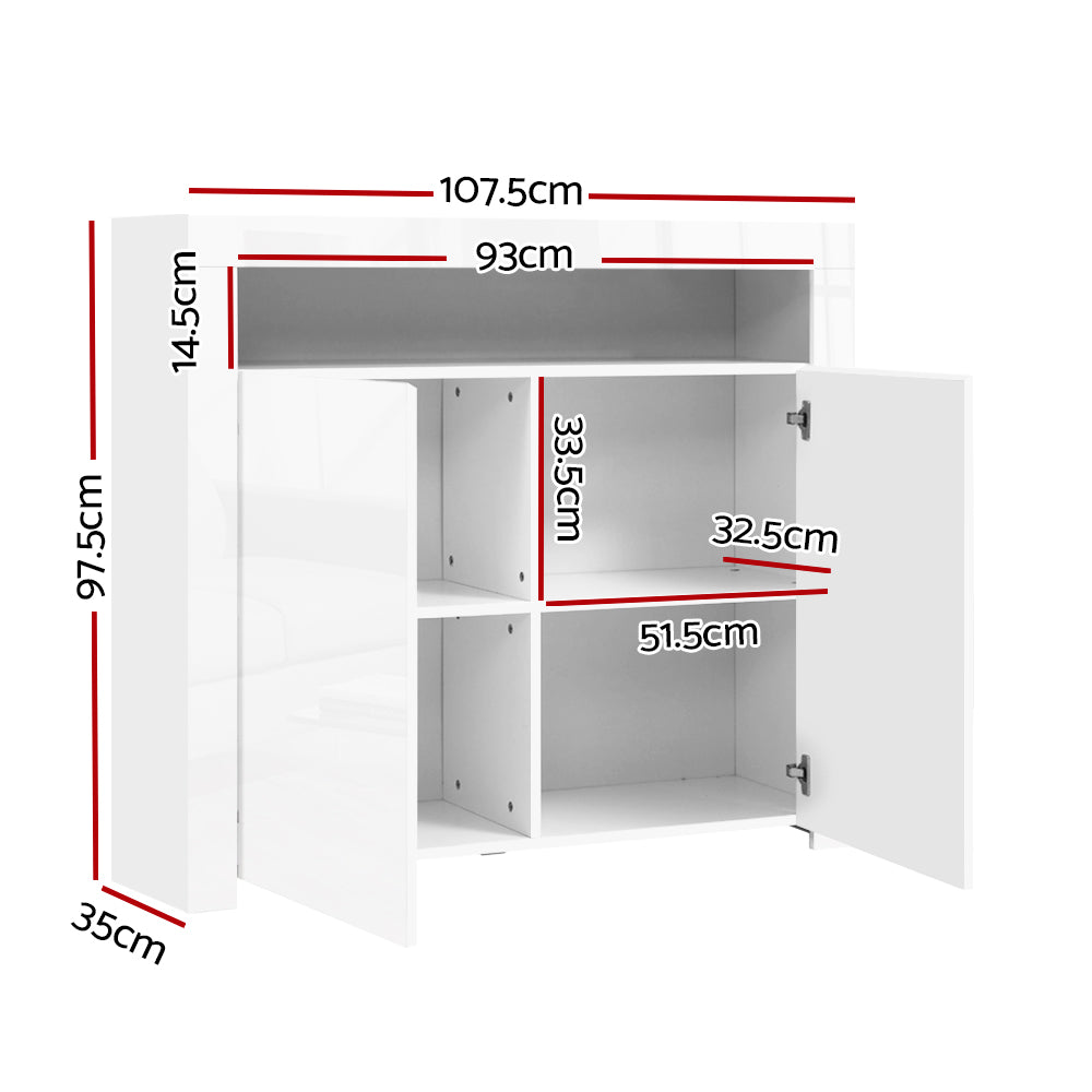 Artiss Buffet Sideboard LED - ARNO White-1