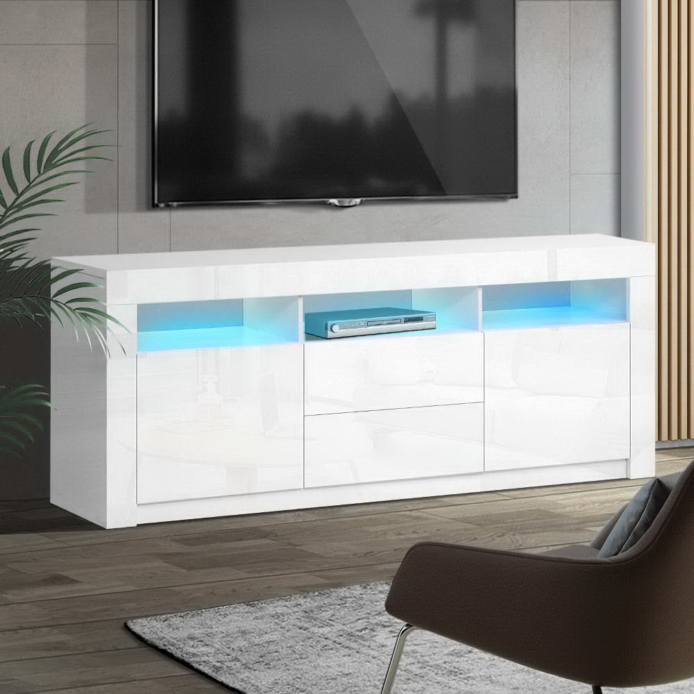 Artiss Entertainment Unit TV Cabinet LED 160cm White Anna-6