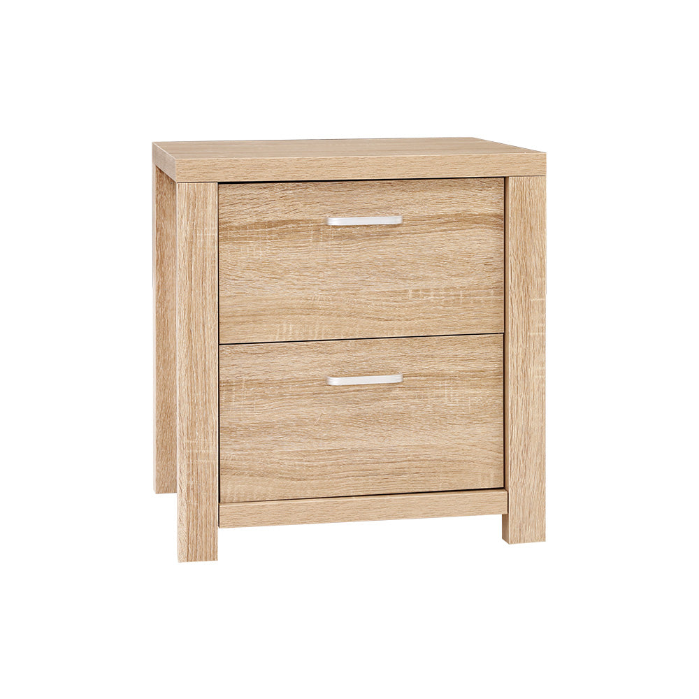 Artiss Bedside Table 2 Drawers - MAXI Pine-0