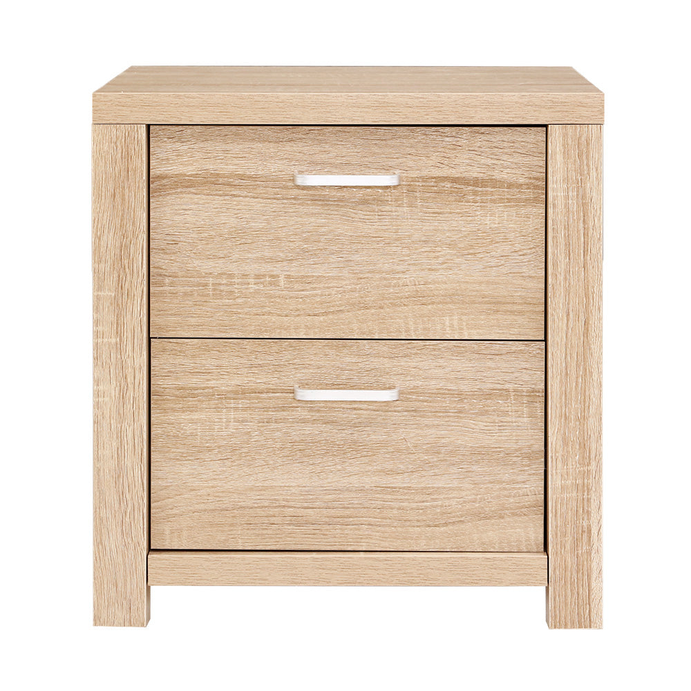 Artiss Bedside Table 2 Drawers - MAXI Pine-2