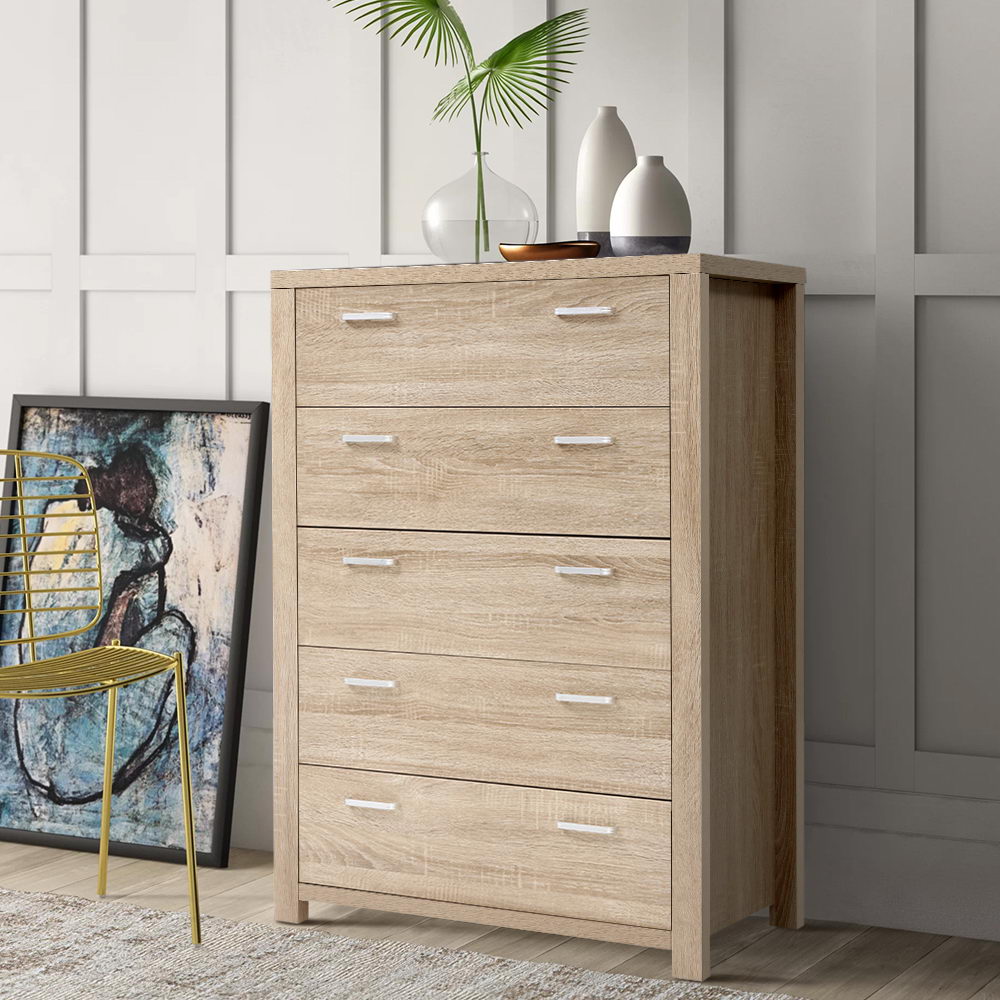 Artiss 5 Chest of Drawers - MAXI Pine-6