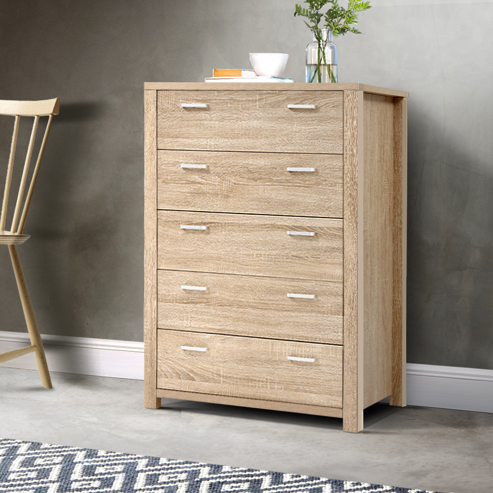 Artiss 5 Chest of Drawers - MAXI Pine-7