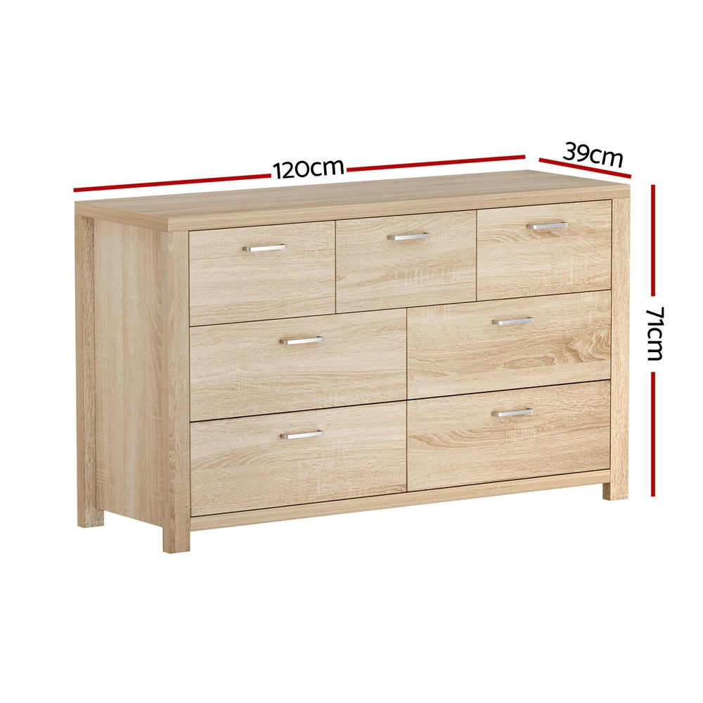 Artiss 7 Chest of Drawers - MAXI Pine-1