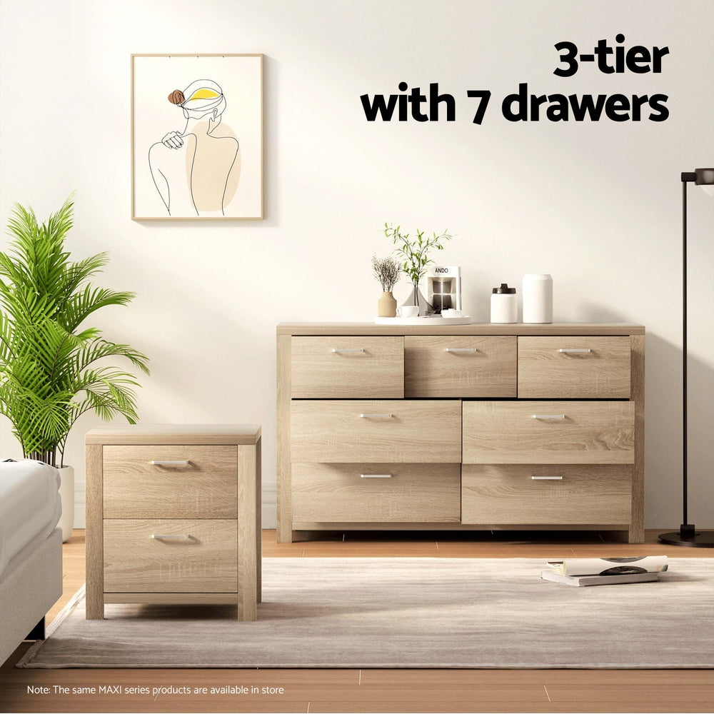 Artiss 7 Chest of Drawers - MAXI Pine-3