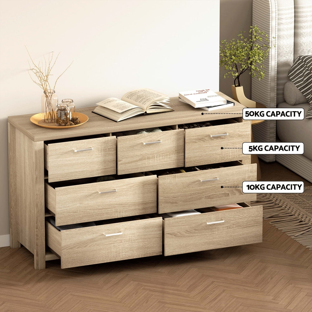 Artiss 7 Chest of Drawers - MAXI Pine-4