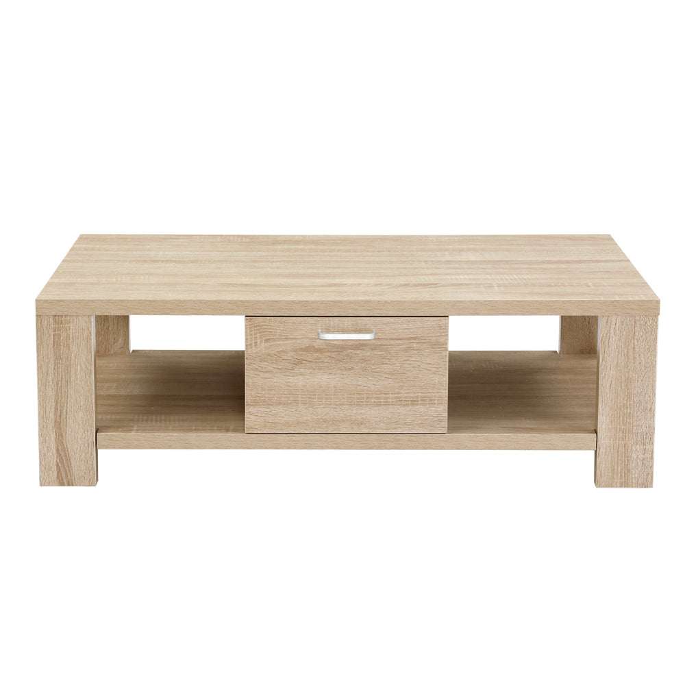 Artiss Coffee Table 1 Drawer Oak Maxi-2
