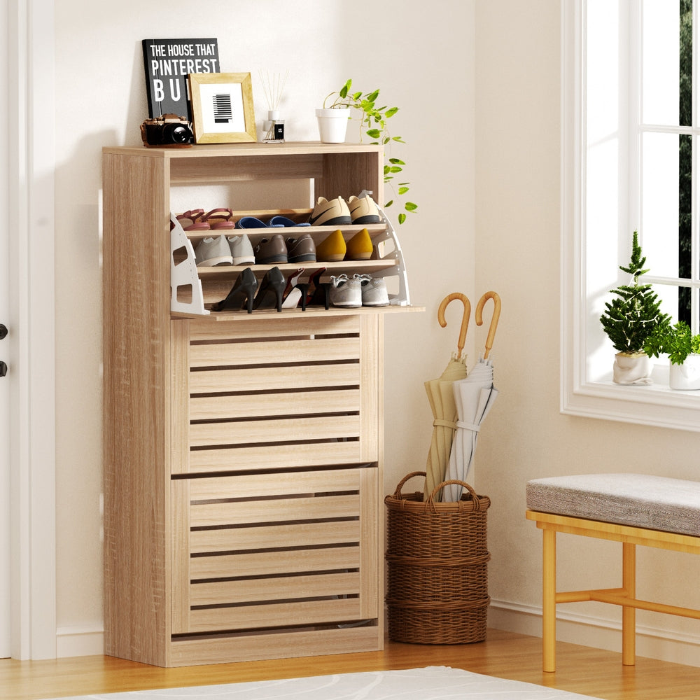 Artiss Shoe Cabinet Storage Drawer 45 Pairs Pine-6