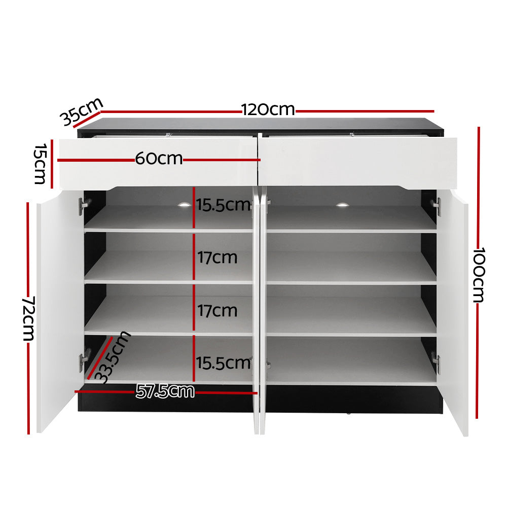 Artiss Shoe Rack Cabinet Storage 120cm w/ Drawer - White Lydia-1