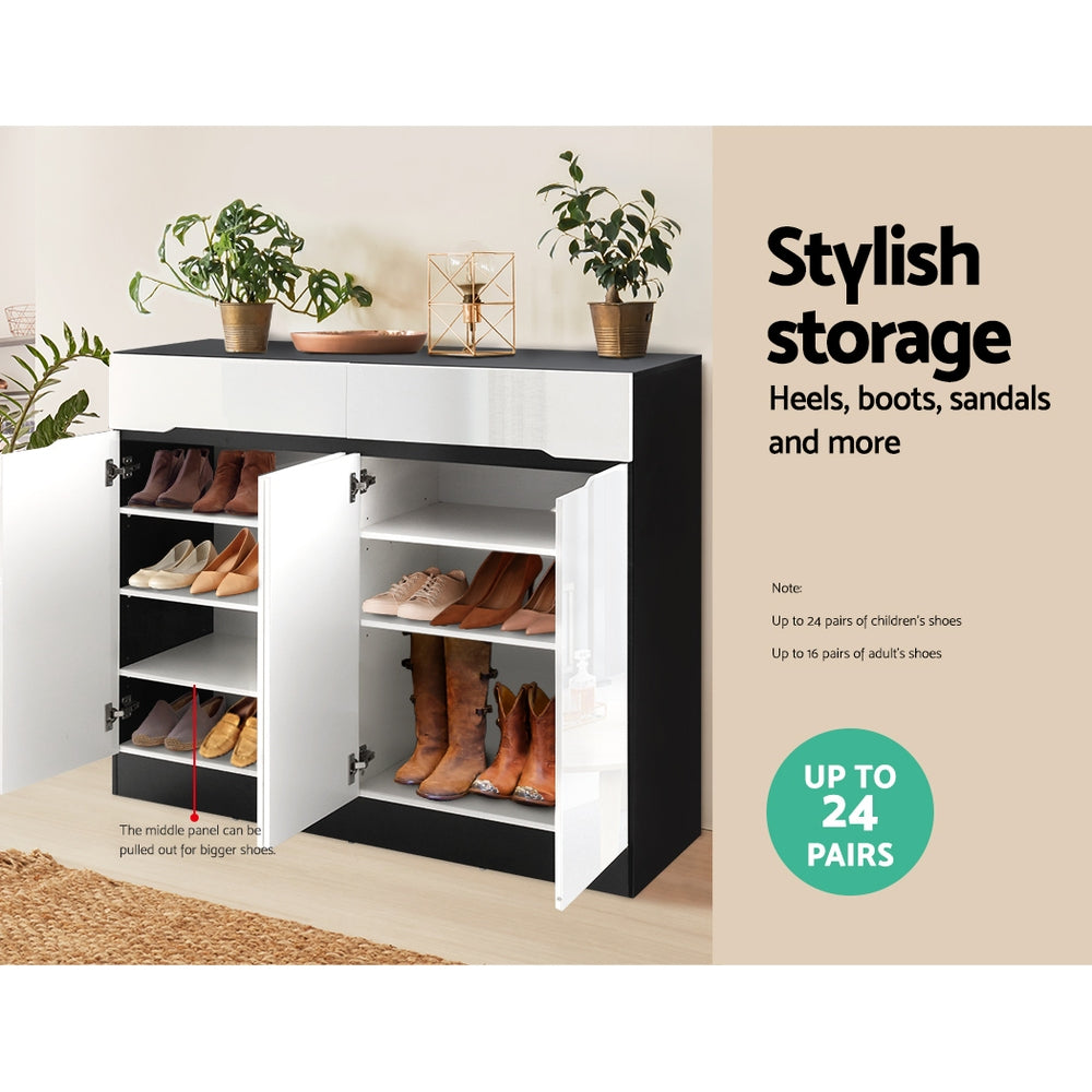 Artiss Shoe Rack Cabinet Storage 120cm w/ Drawer - White Lydia-4