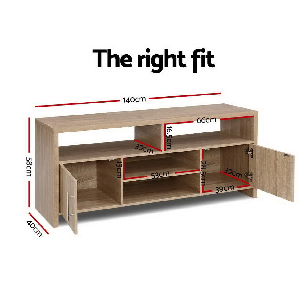 Artiss TV Cabinet Entertainment Unit 140cm Oak Ken-2