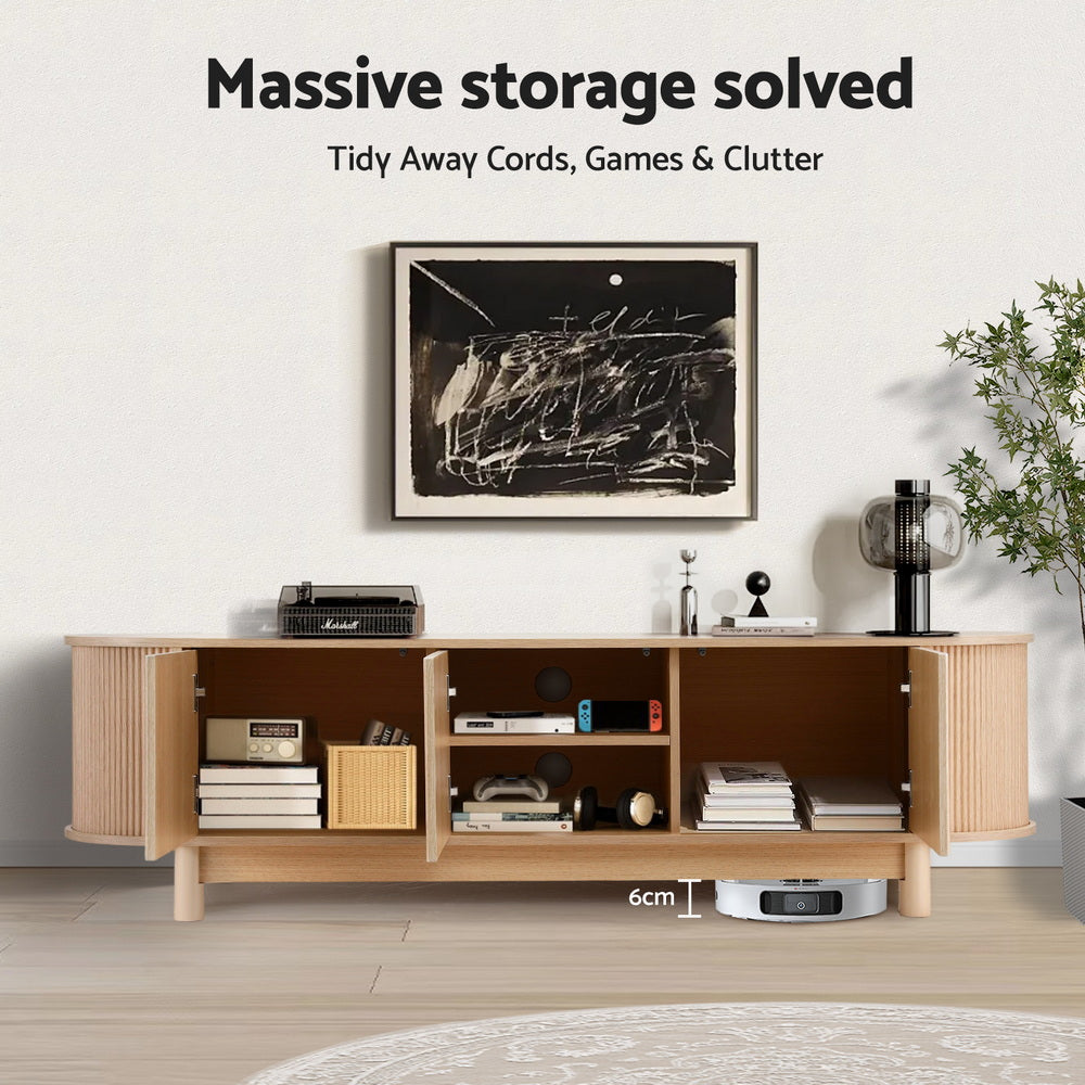 Artiss TV Unit Entertainment Unit Storage Cabinet 160cm Pine-5