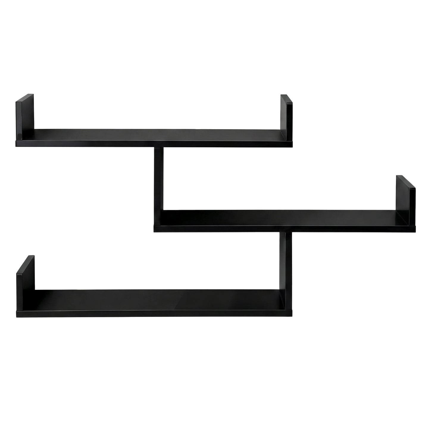 Artiss Floating Wall Shelf 3 Tier Black-2