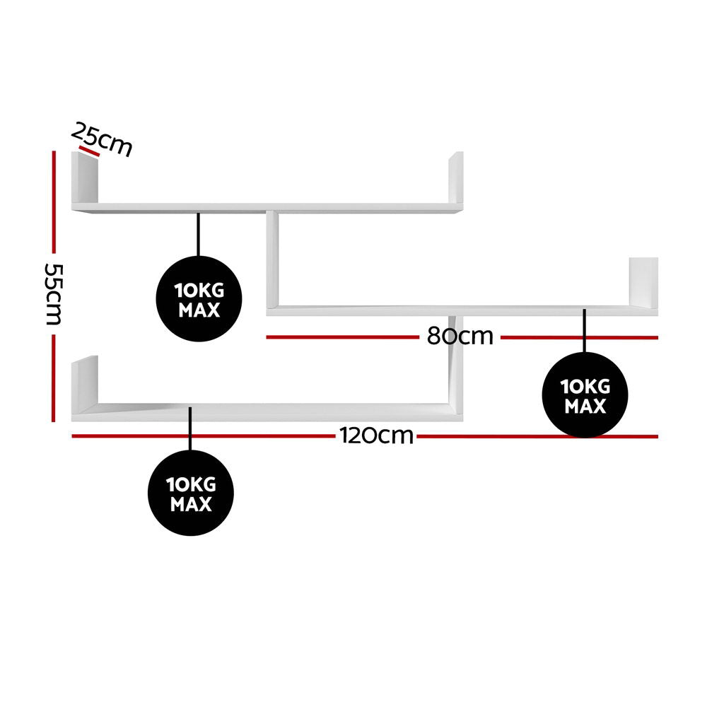 Artiss Floating Wall Shelf 3 Tier White-1