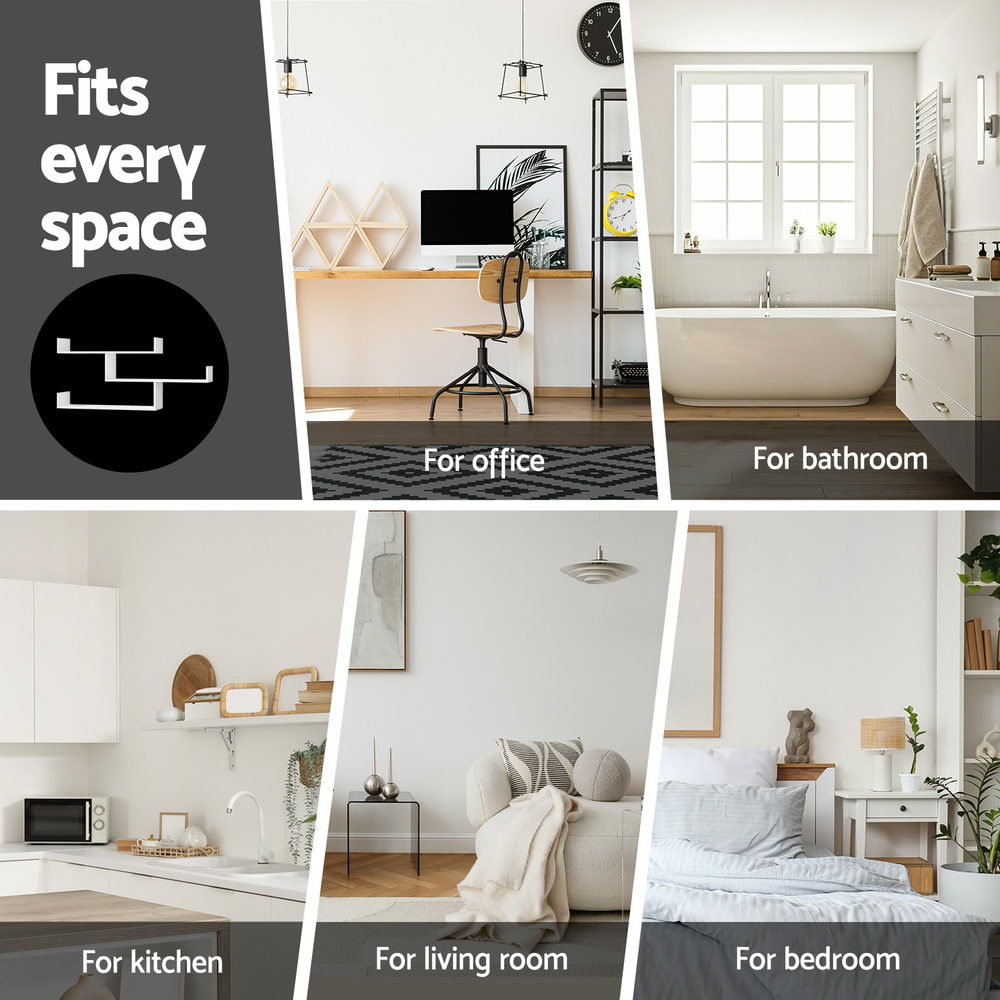 Artiss Floating Wall Shelf 3 Tier White-4